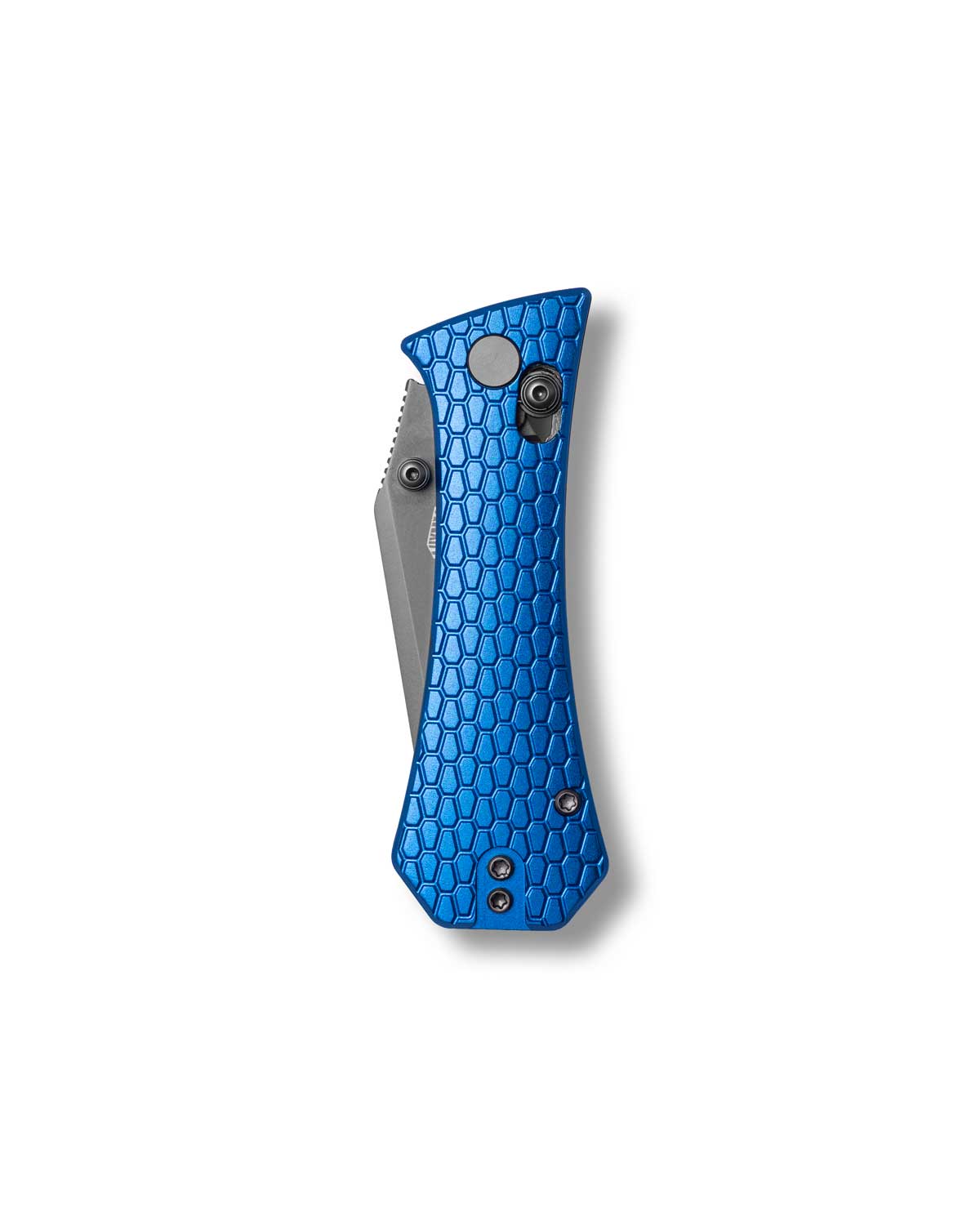Coffin Tanto Deadhead Crossbar | Blue Aluminium + Smoke PVD 14C28N