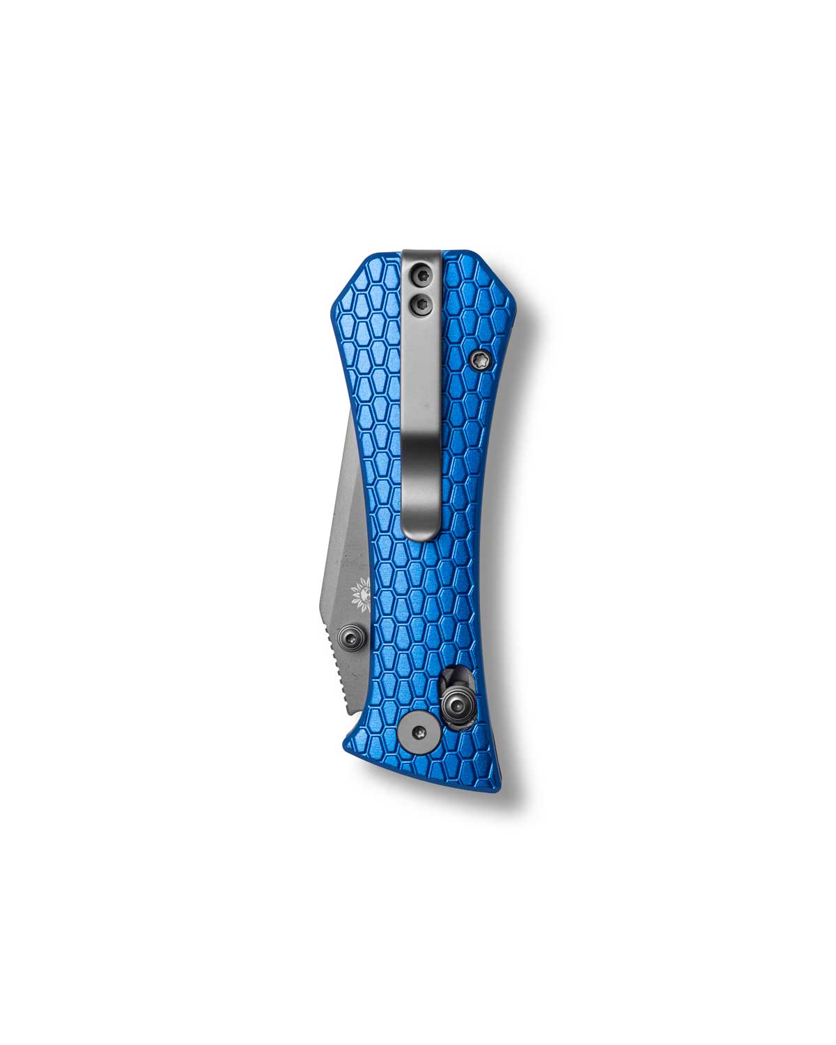Coffin Tanto Deadhead Crossbar | Blue Aluminium + Smoke PVD 14C28N