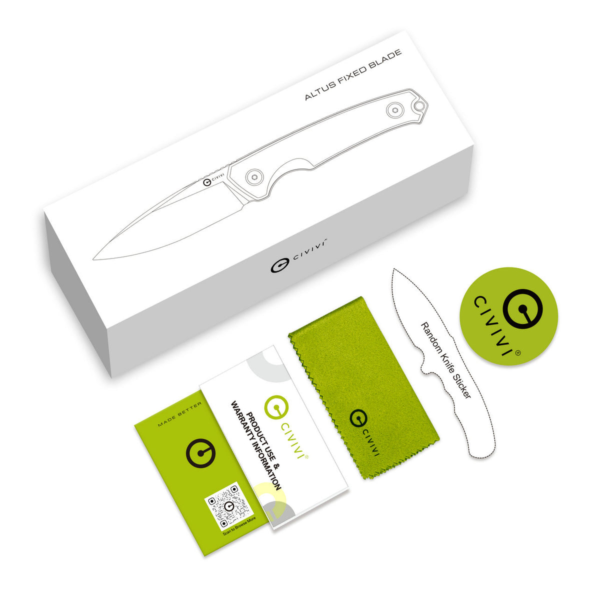 Altus Fixed Blade | Grey & Black Layered G10 + Greywash 14C28N