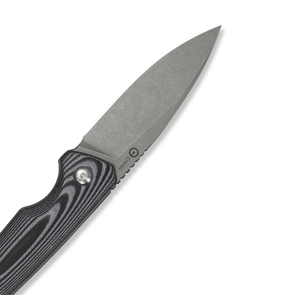 Altus Fixed Blade | Grey & Black Layered G10 + Greywash 14C28N