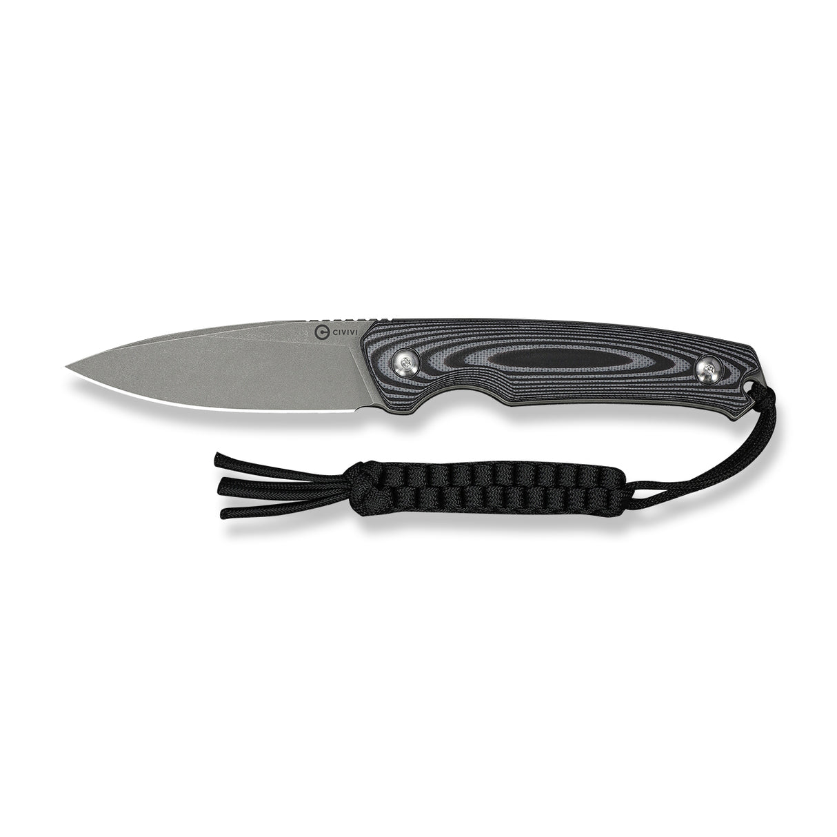 Altus Fixed Blade | Grey & Black Layered G10 + Greywash 14C28N