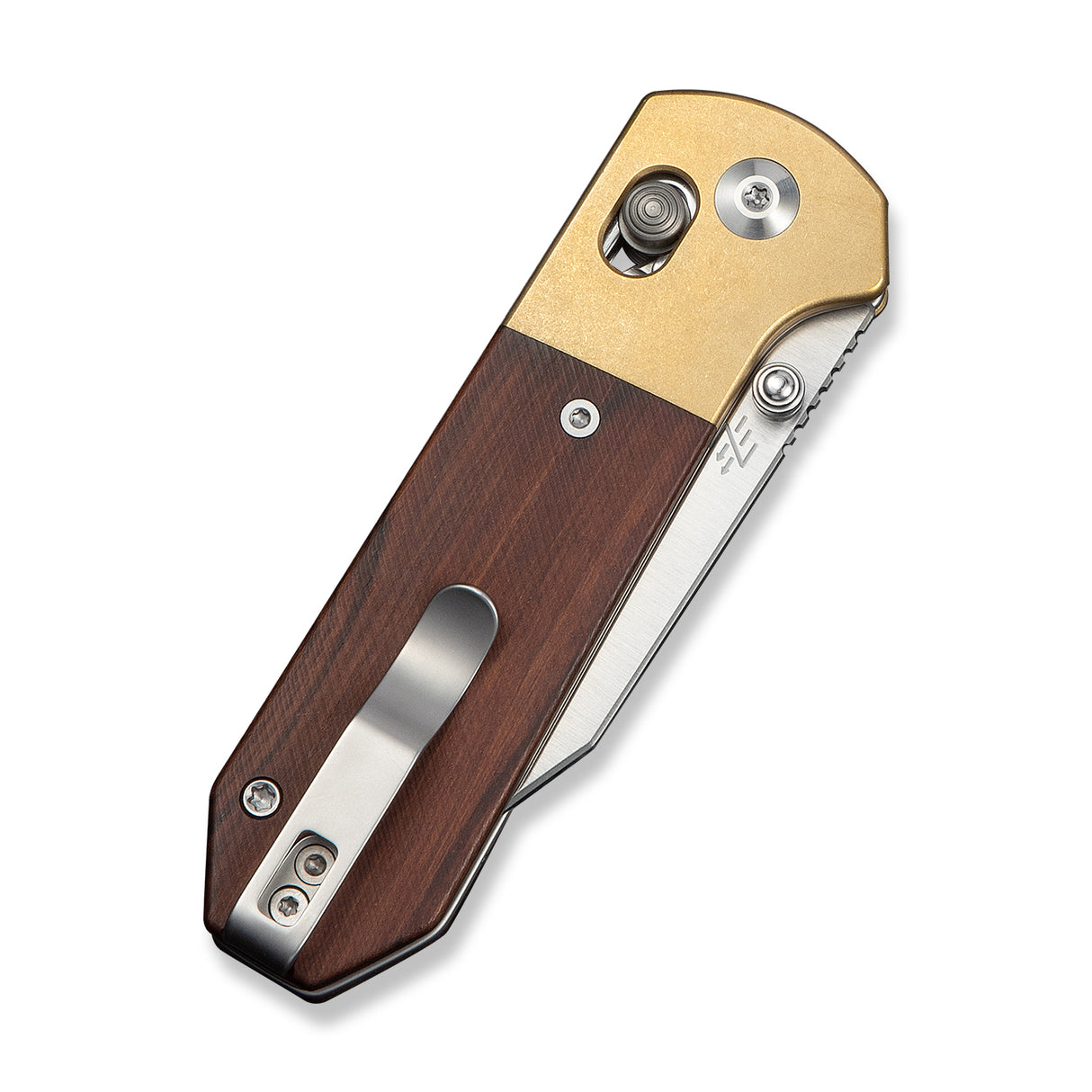 Yonder Clip Point | Guibourtia Wood & Stonewashed Brass + Satin 14C28N