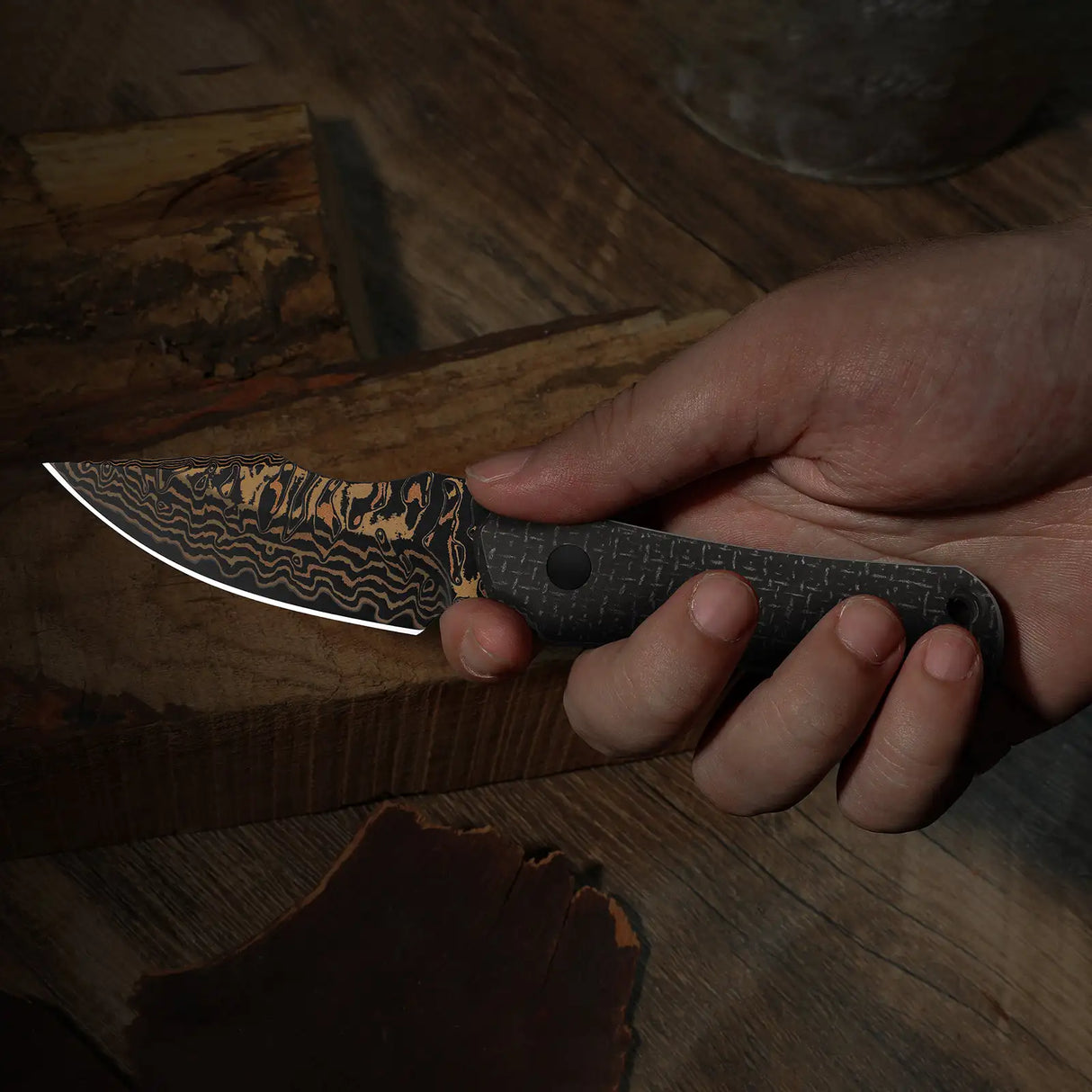 Bone | Burlap Micarta + Copper Dama