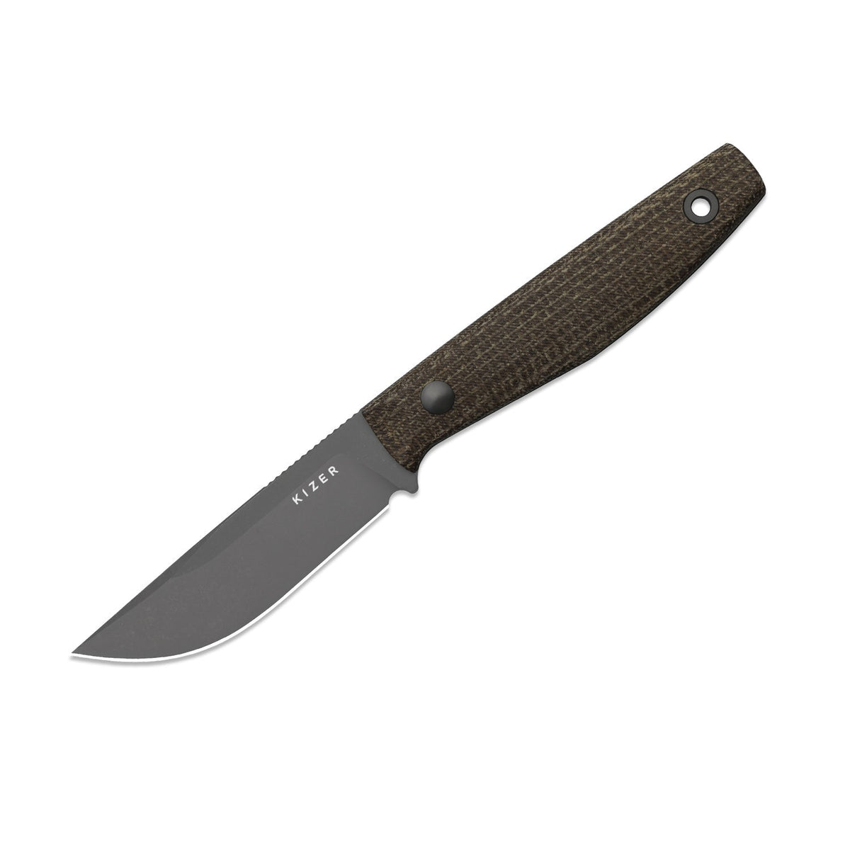 Dingo | Brown Burlap Micarta + Gray PVD Stonewash AEB-L