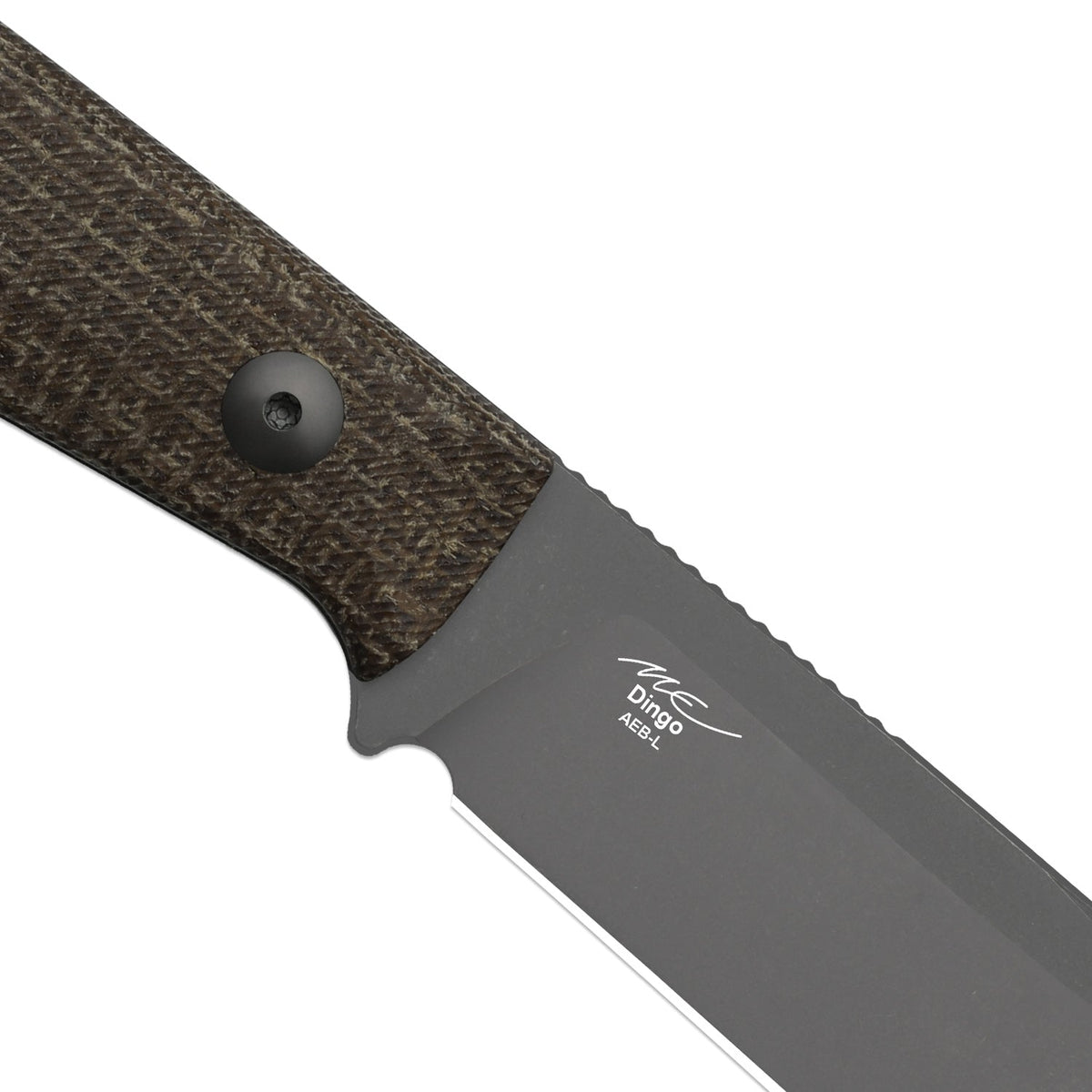 Dingo | Brown Burlap Micarta + Gray PVD Stonewash AEB-L