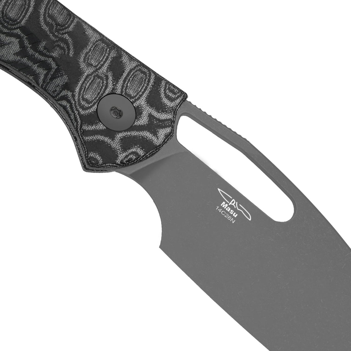 Masu | Black Vortex Micarta + Grey PVD 14C28N