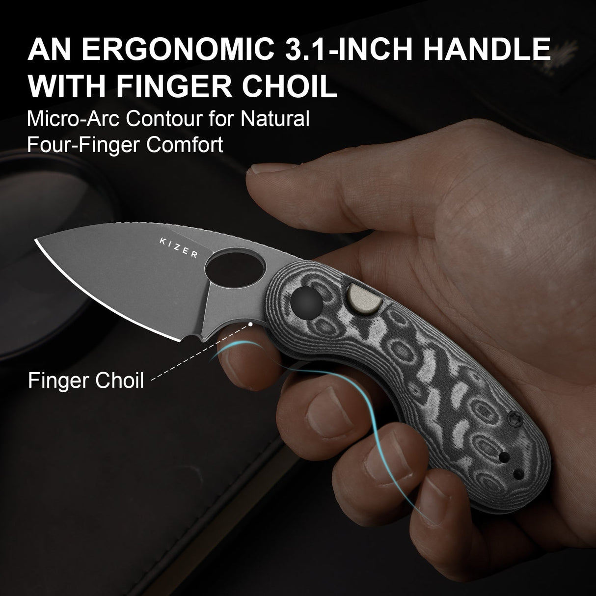 Microbe | Black Vortex Micarta + 14C28N