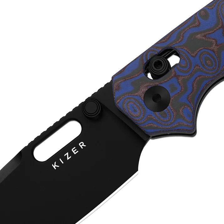 Outposter | Blue Vortex Micarta + Black PVD Nitro-V