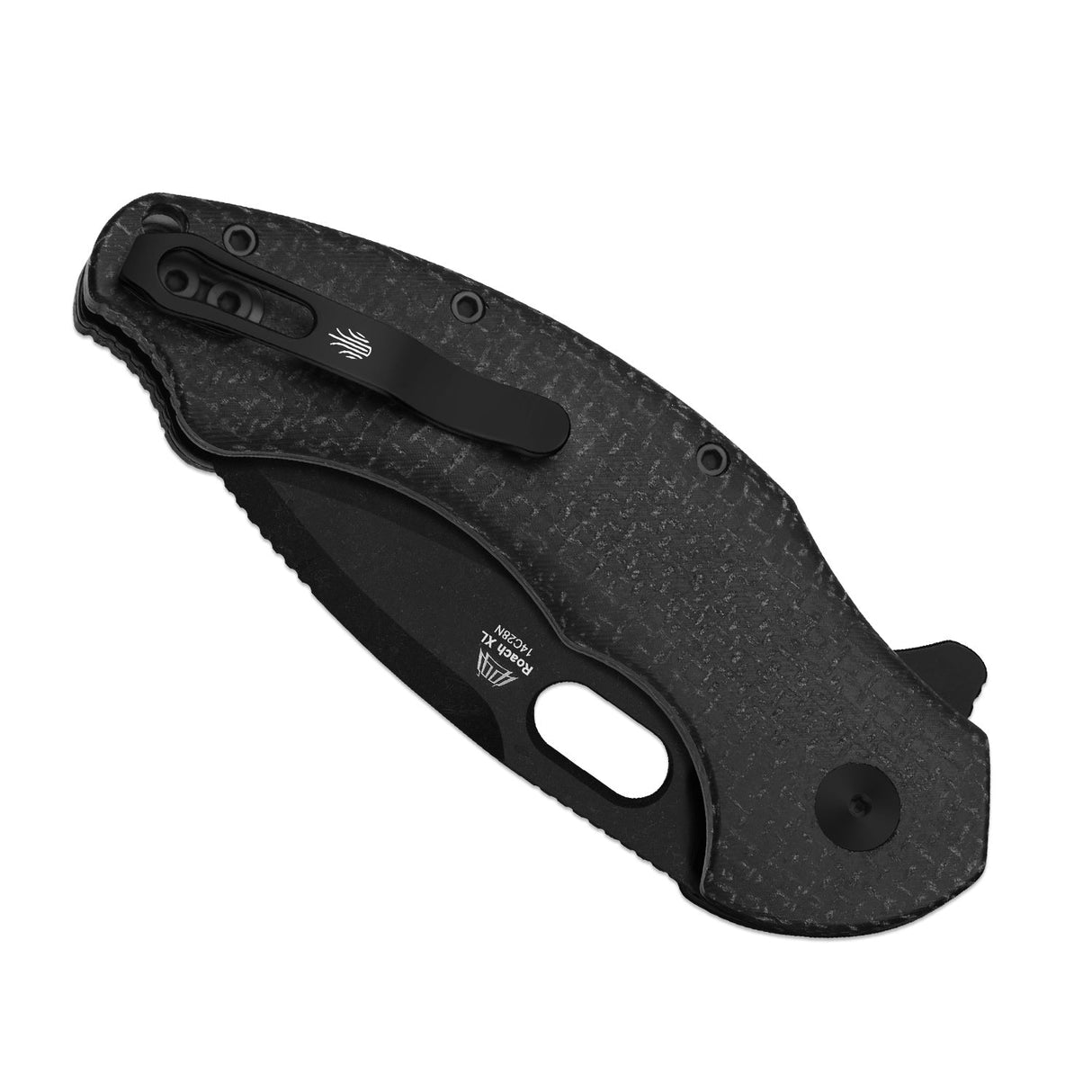 Roach XL | Black Burlap Micarta + Blackwash 14C28N