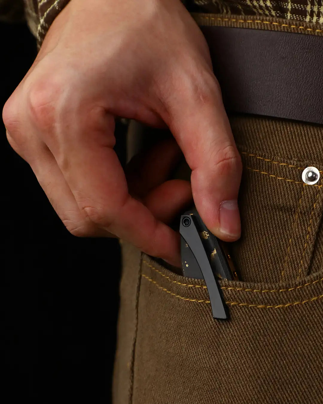 Shrike | Ti & FatCarbon Gold Camo + S45VN