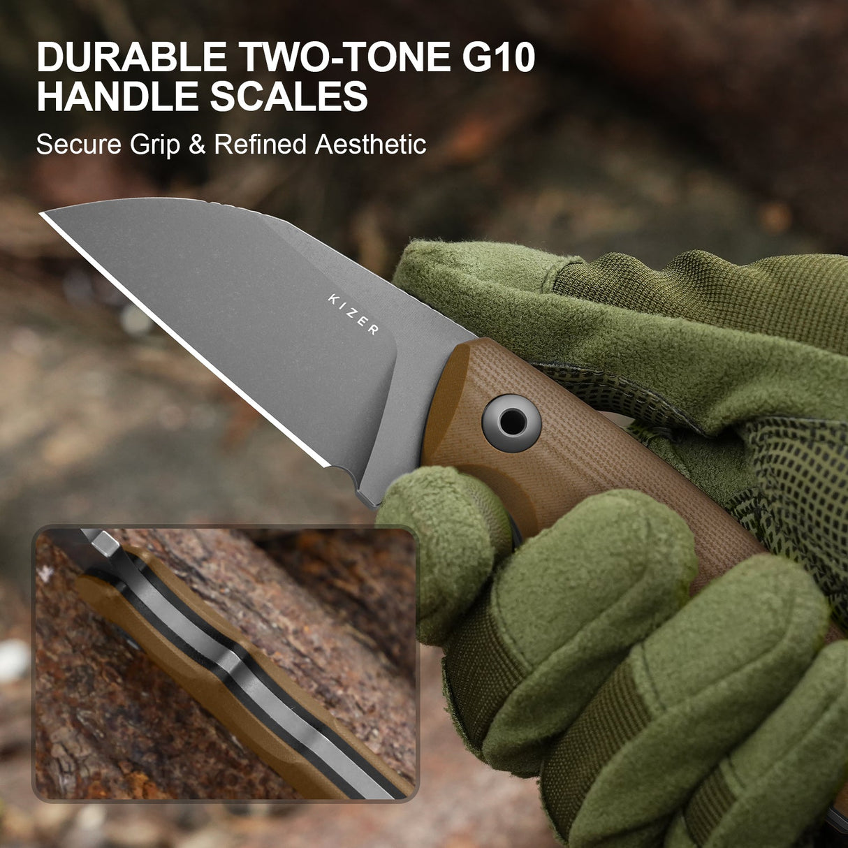 Snick | Brown & Black G10 + Grey Stonewashed AEB-L