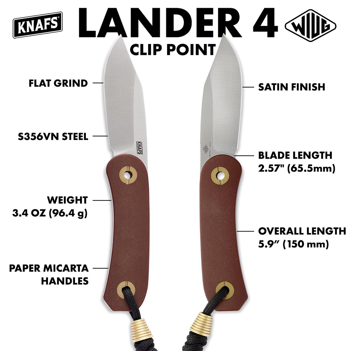 Lander 4 Fixed blade | Paper Micarta + Clip Point S35VN