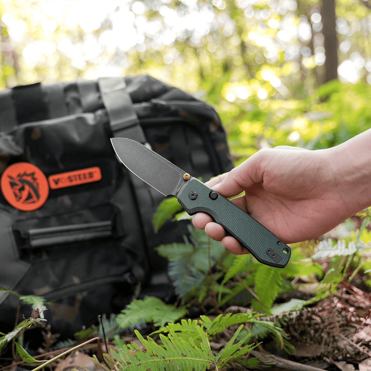 Raccoon 2.0 Top Liner Lock | Green Micarta + 14C28N Drop Point - A2901