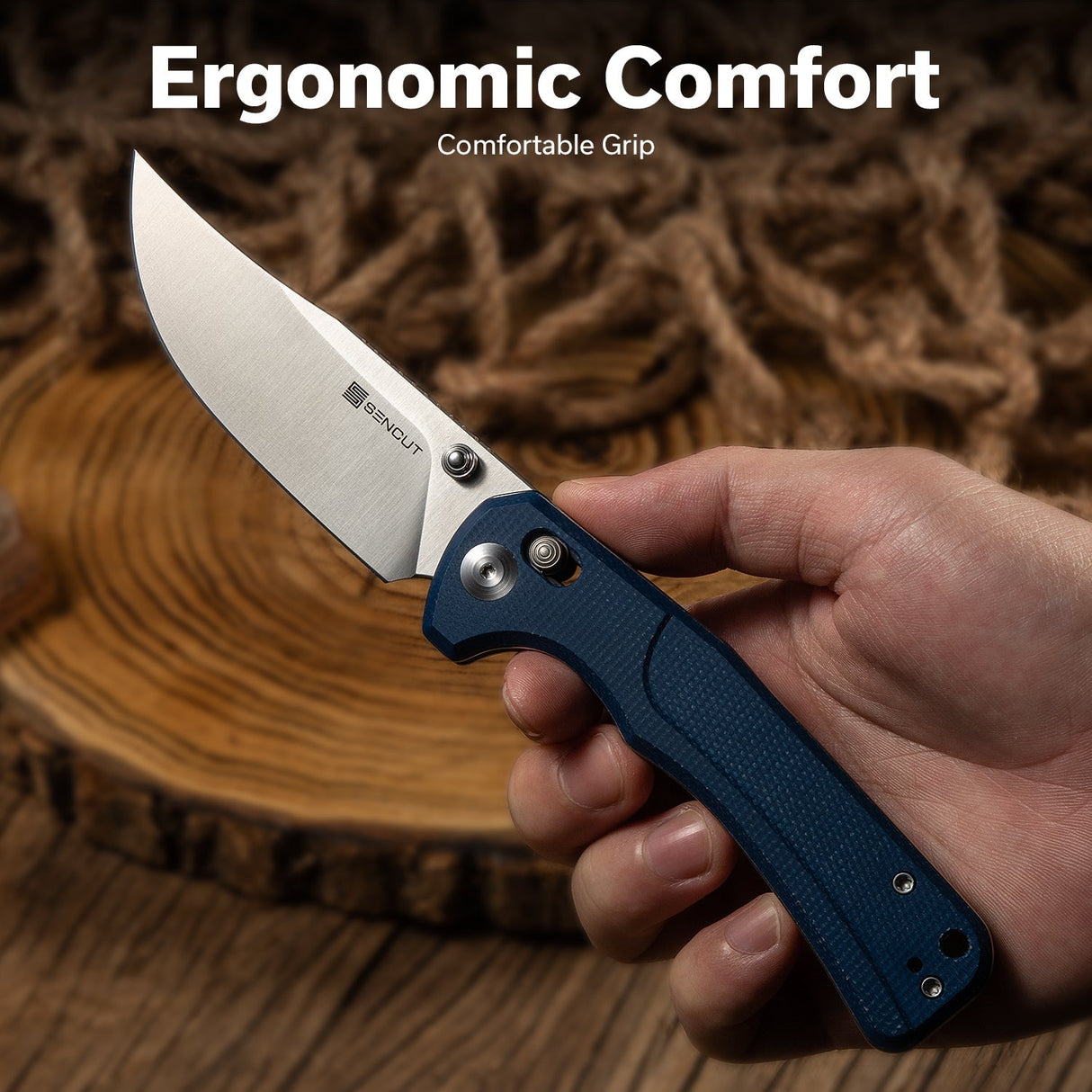 Slybolt | Blue Micarta + Satin 9Cr18MoV