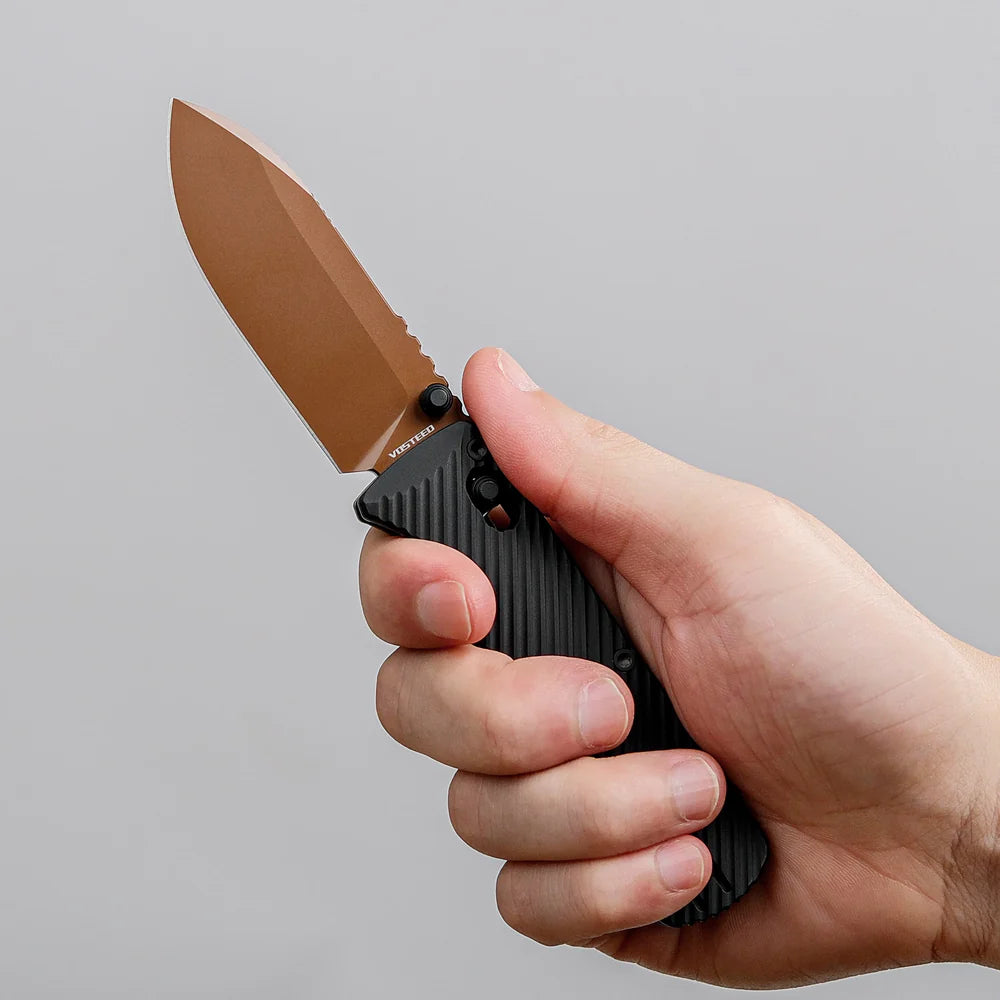 Vombat | Black Aluminium + Copper Dune M390 Drop Point - A4107