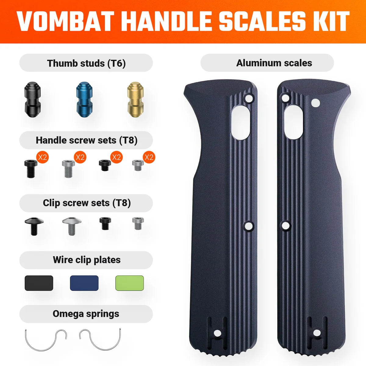Vombat Handle Scales - Dark Slate Blue Aluminium