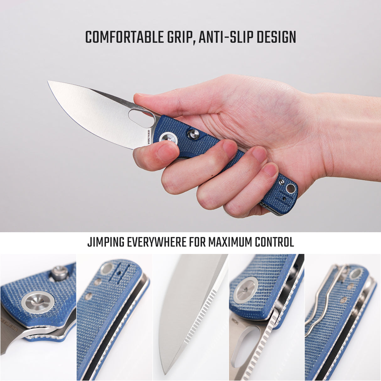 Porcupine | Blue Micarta + Satin 14C28N - A2605