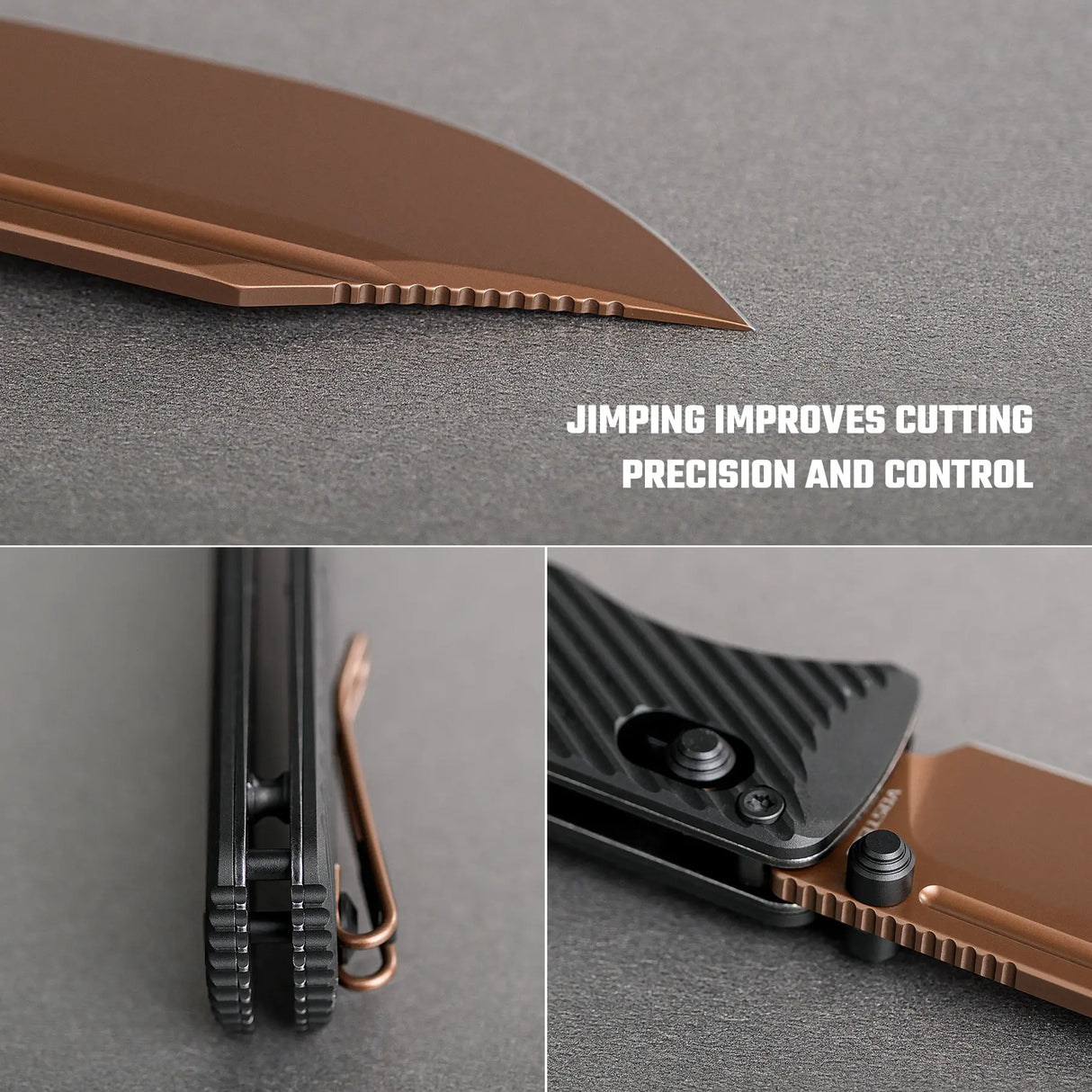 Vombat | Black Aluminium + Copper Dune M390 Clip Point - A4106