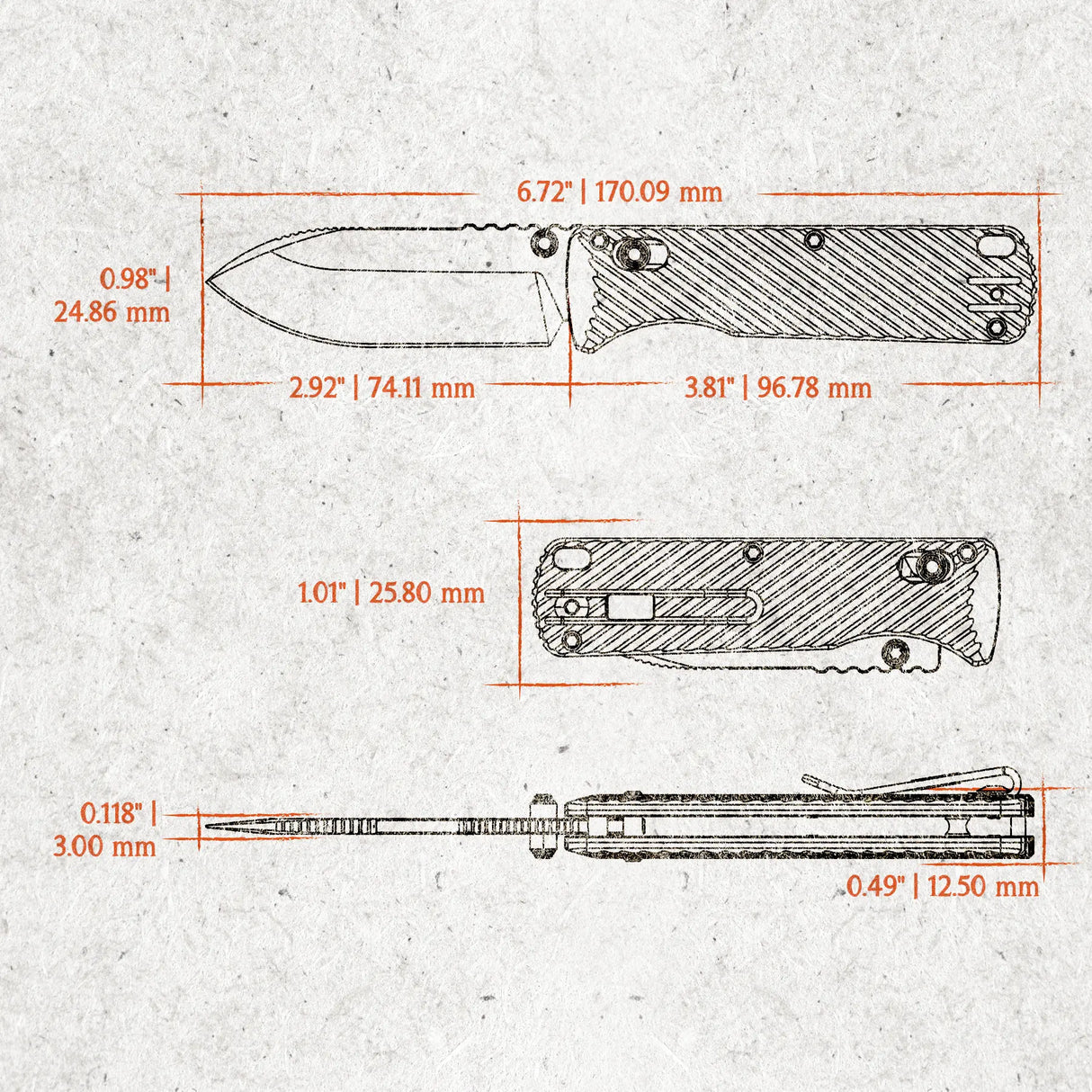 Vombat | Black Aluminium + Copper Dune M390 Drop Point - A4107