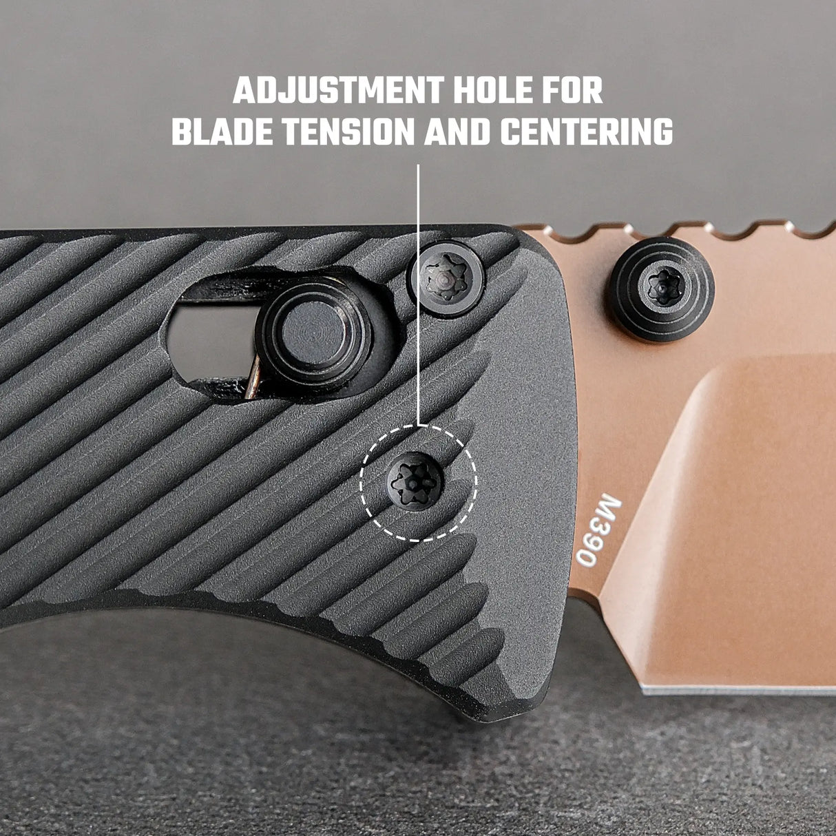 Vombat | Black Aluminium + Copper Dune M390 Drop Point - A4107