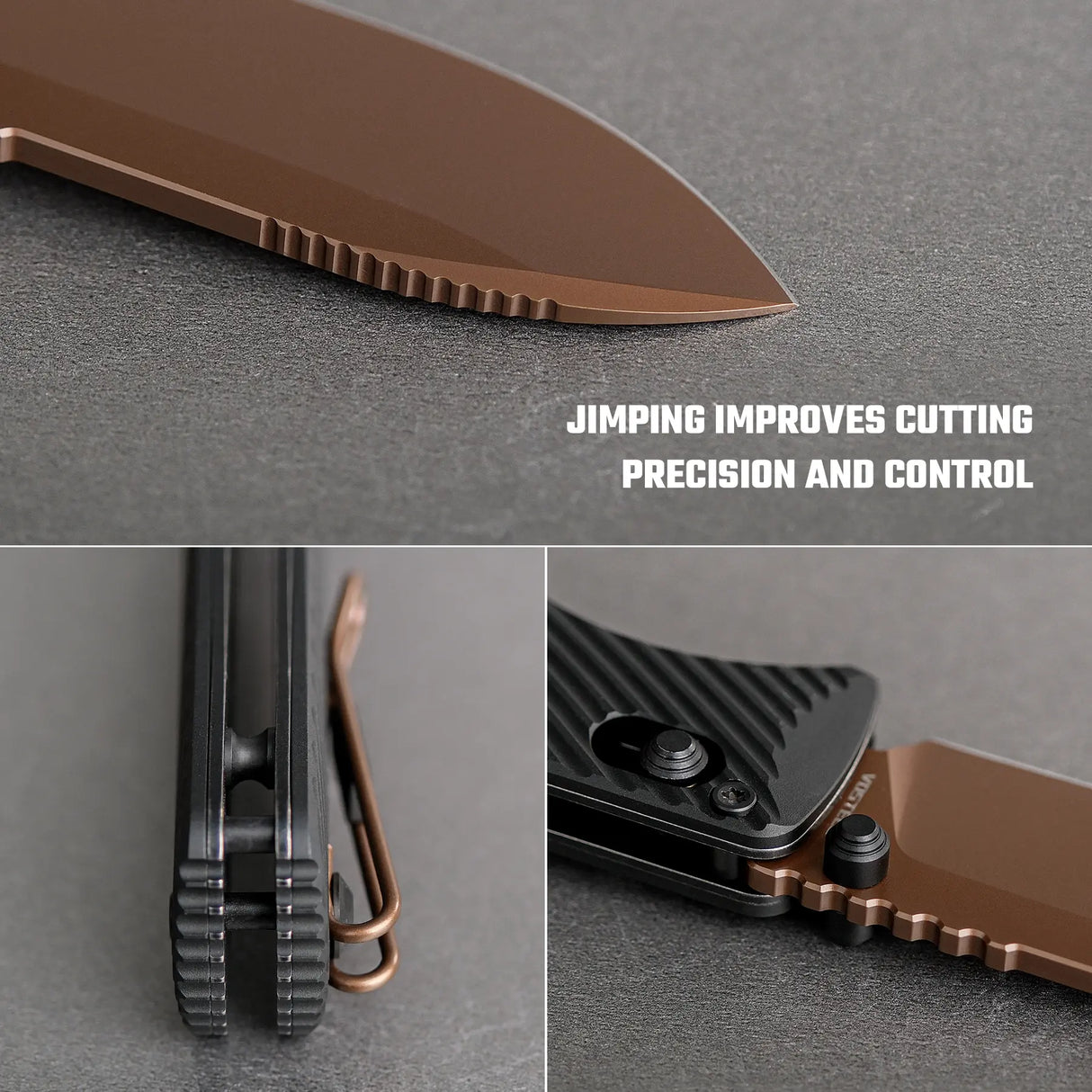 Vombat | Black Aluminium + Copper Dune M390 Drop Point - A4107