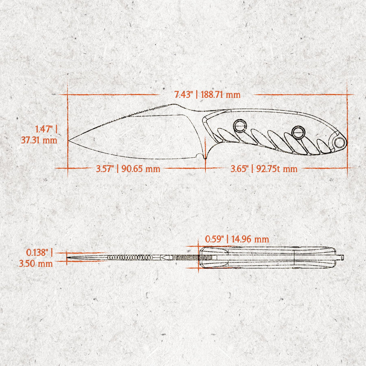 Inferno | Blue Ocean Micarta + Stonewash 14C28N - D0802