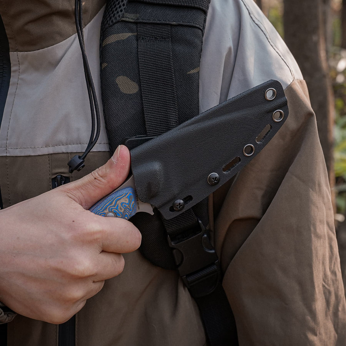 Inferno | Blue Ocean Micarta + Stonewash 14C28N - D0802