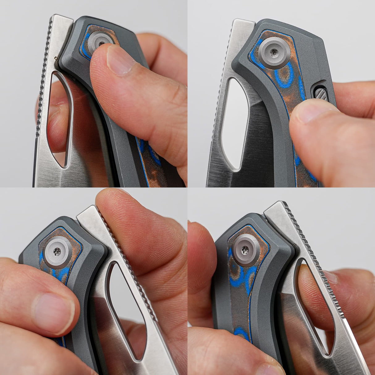 Kroc 329 | Grey Aluminium Ocean Micarta + Satin S35VN - A1813