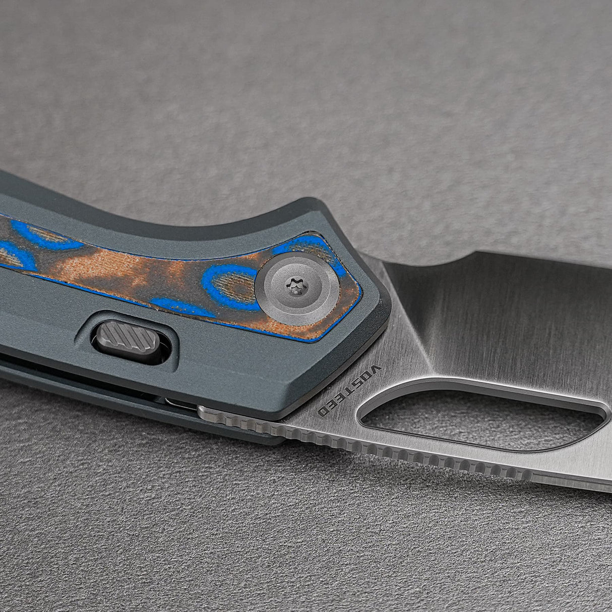 Kroc 329 | Grey Aluminium Ocean Micarta + Satin S35VN - A1813