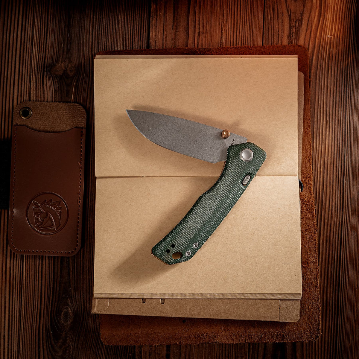 Marten 330 | Green Micarta + Stonewash 14C28N - A1624