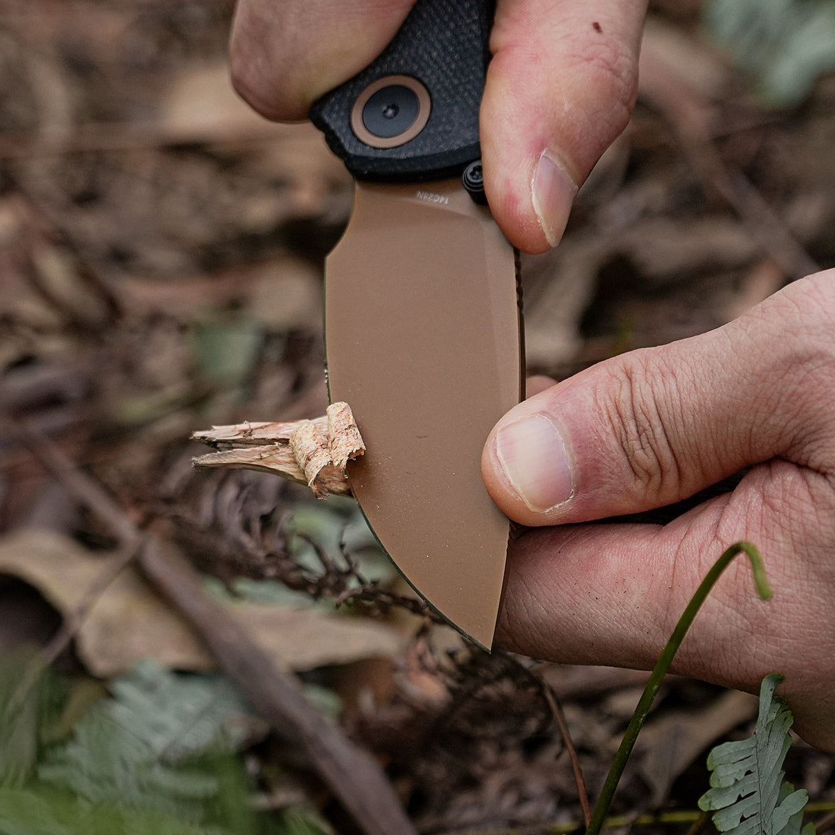 Porcupine Thumb Stud | Black Micarta + Copper Dune 14C28N - A2610