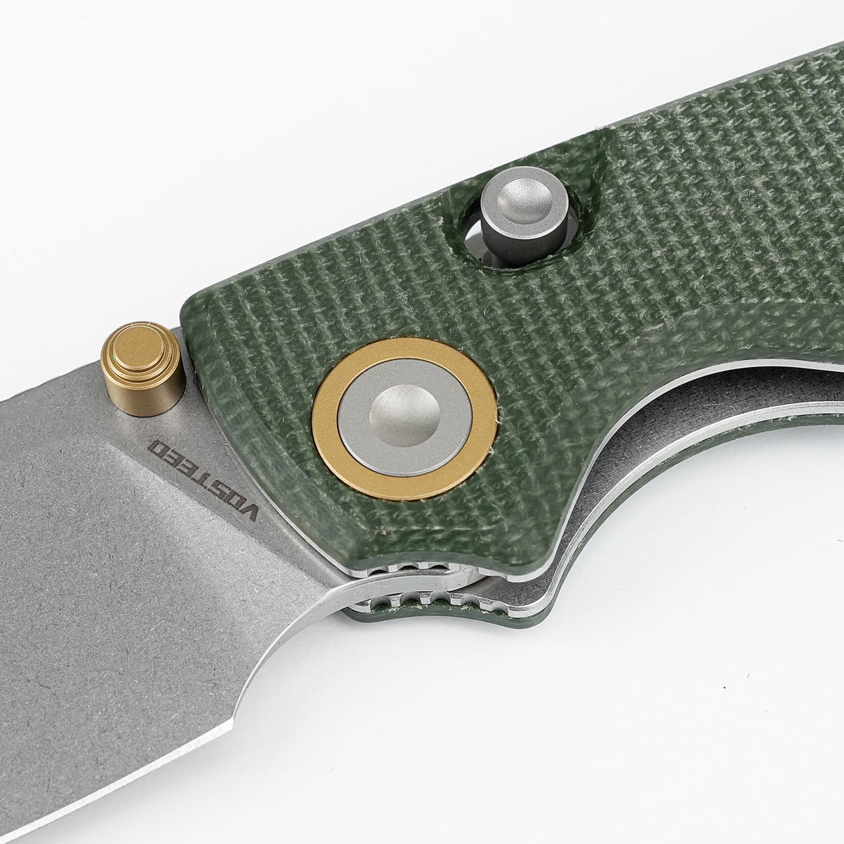 Porcupine Thumb Stud | Green Micarta + Stonewash 14C28N - A2611