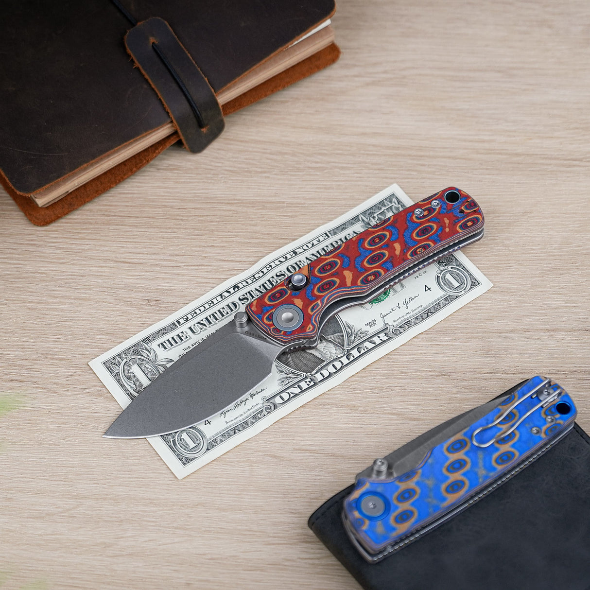 Porcupine Thumb Stud | Copper Raindrop Micarta + Stonewash 14C28N - A2613