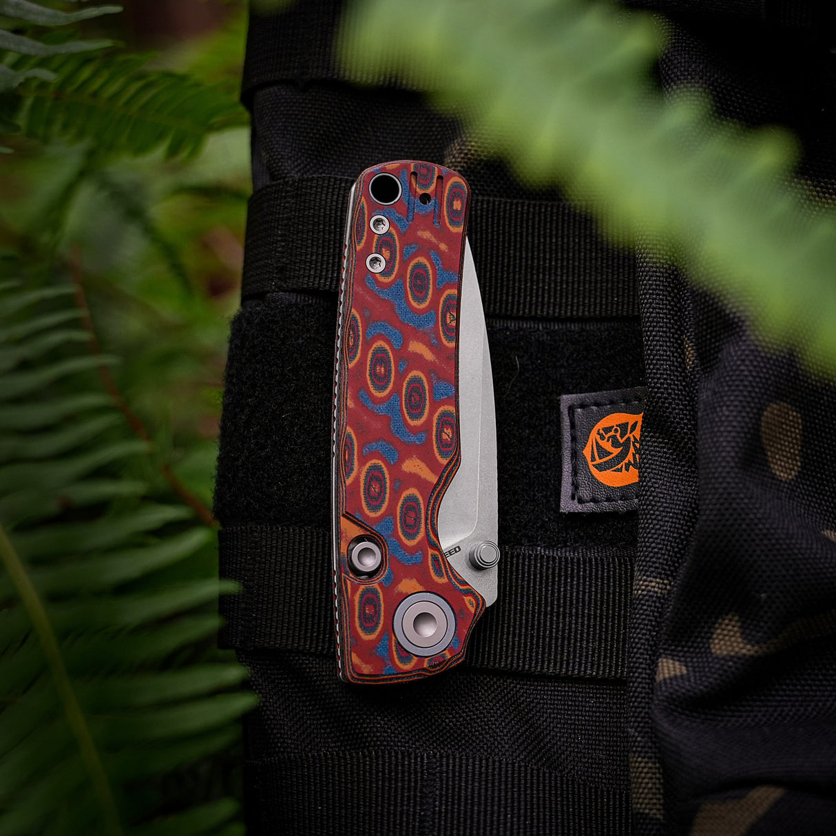 Porcupine Thumb Stud | Copper Raindrop Micarta + Stonewash 14C28N - A2613