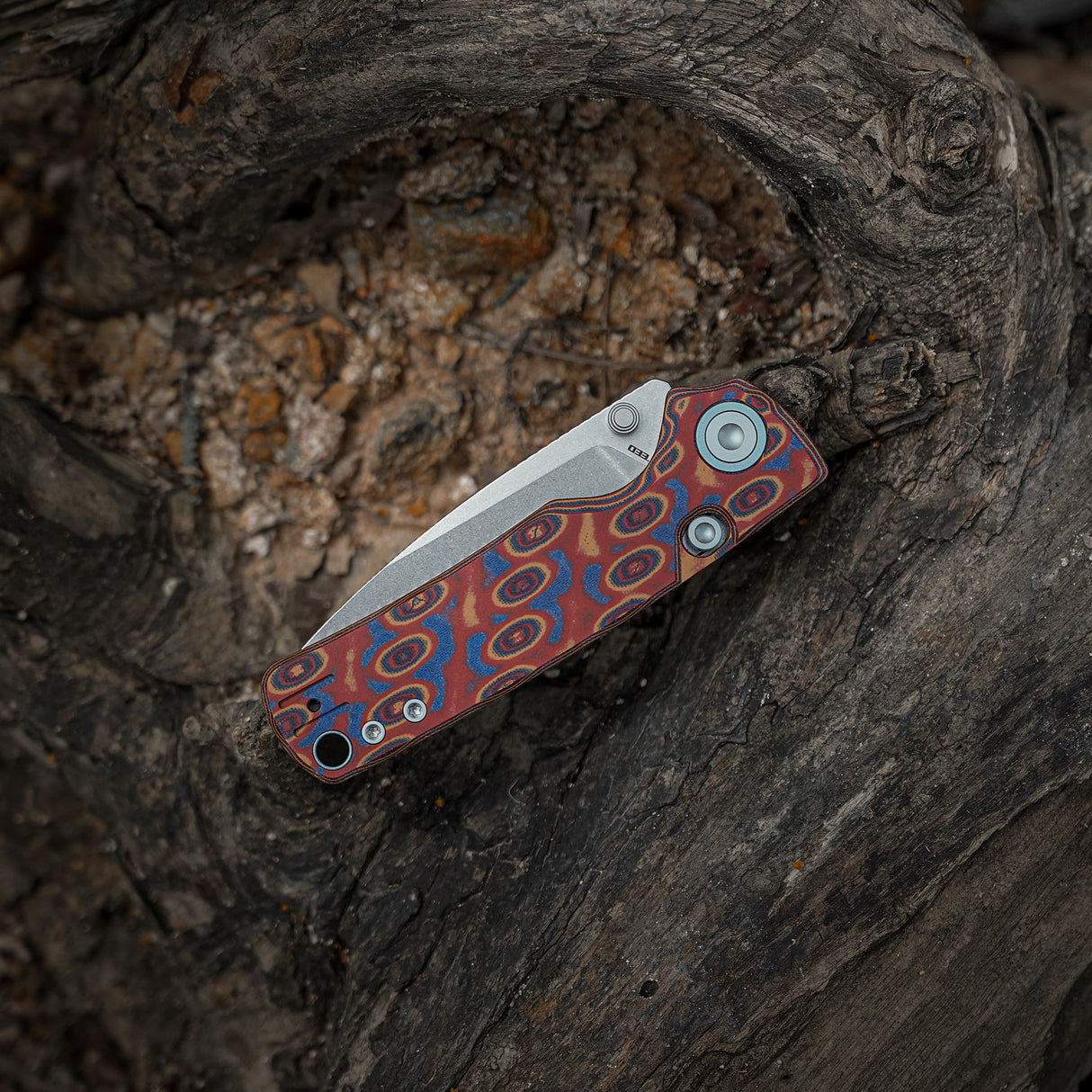 Porcupine Thumb Stud | Copper Raindrop Micarta + Stonewash 14C28N - A2613