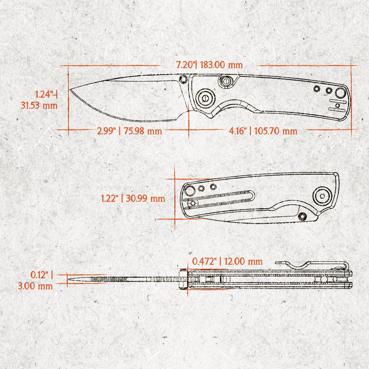 Porcupine Thumb Stud | Blue Ocean Micarta + Satin 14C28N - A2614