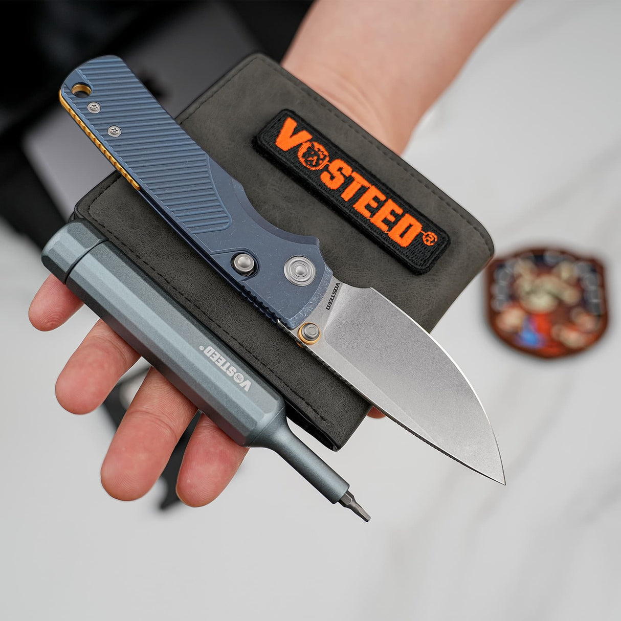 Porcupine TiSlim | Blue Ti + Stonewash 154CM - A4803