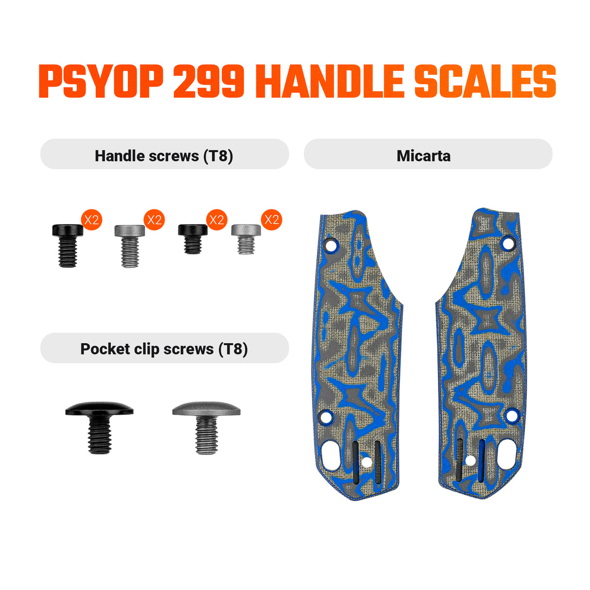 Psyop 299 Handle | Blue Ocean Micarta - W0404