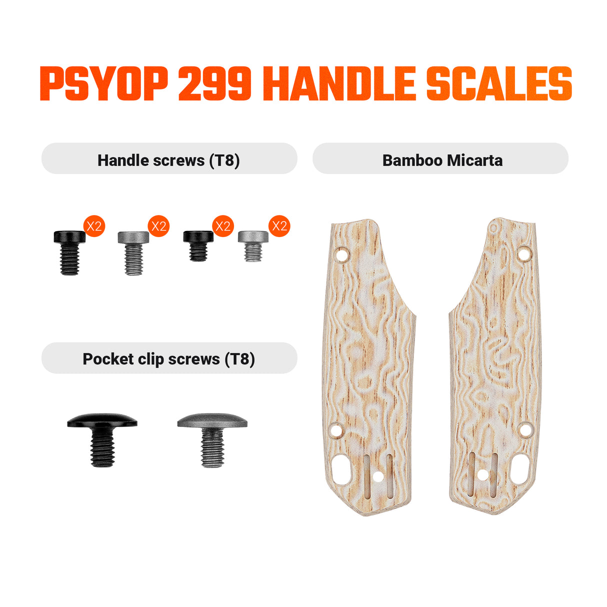 Psyop 299 Handle | Ivory Drift Bamboo Micarta - W0405