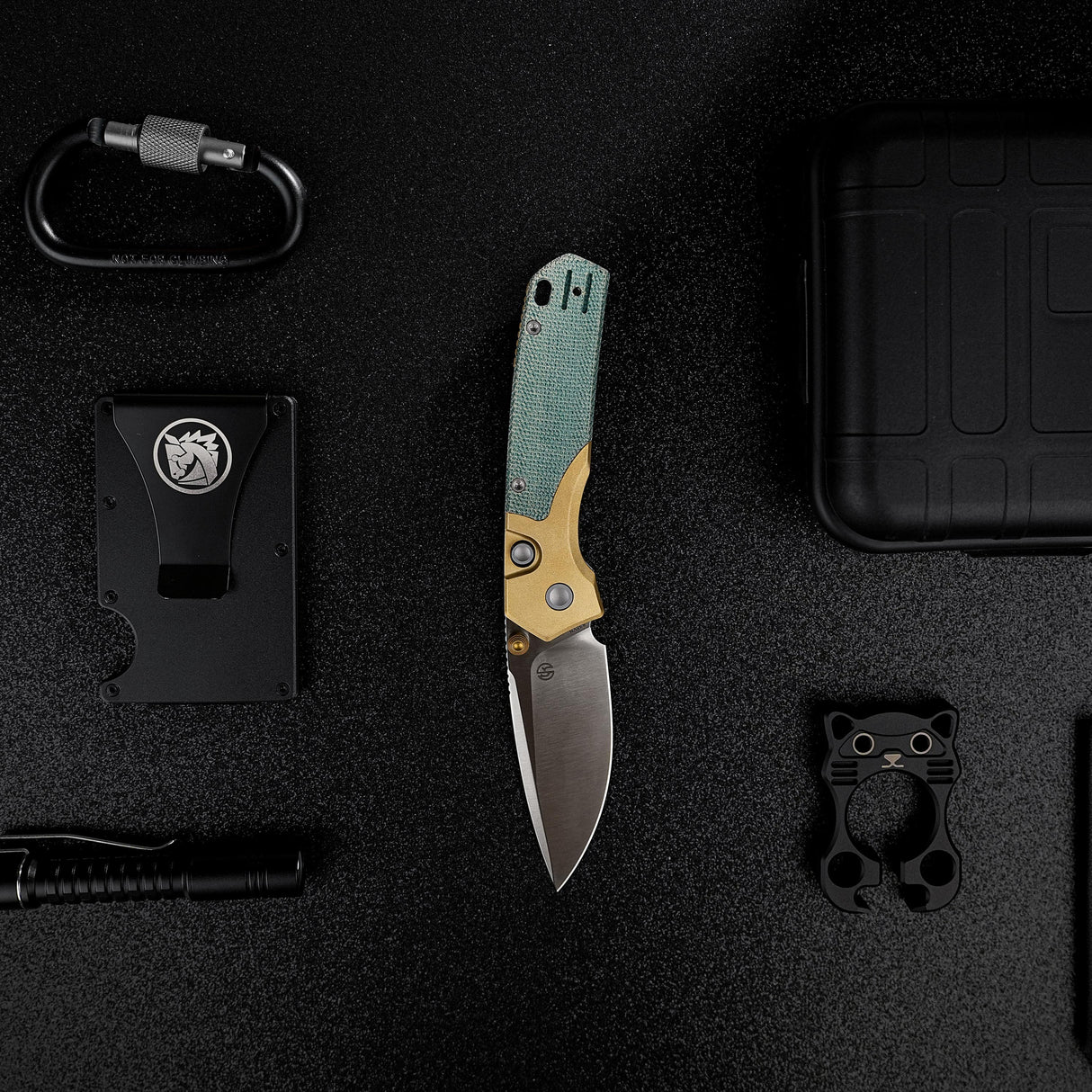 Psyop 299 | Teal Micarta/Brass + Satin S35VN - A2221