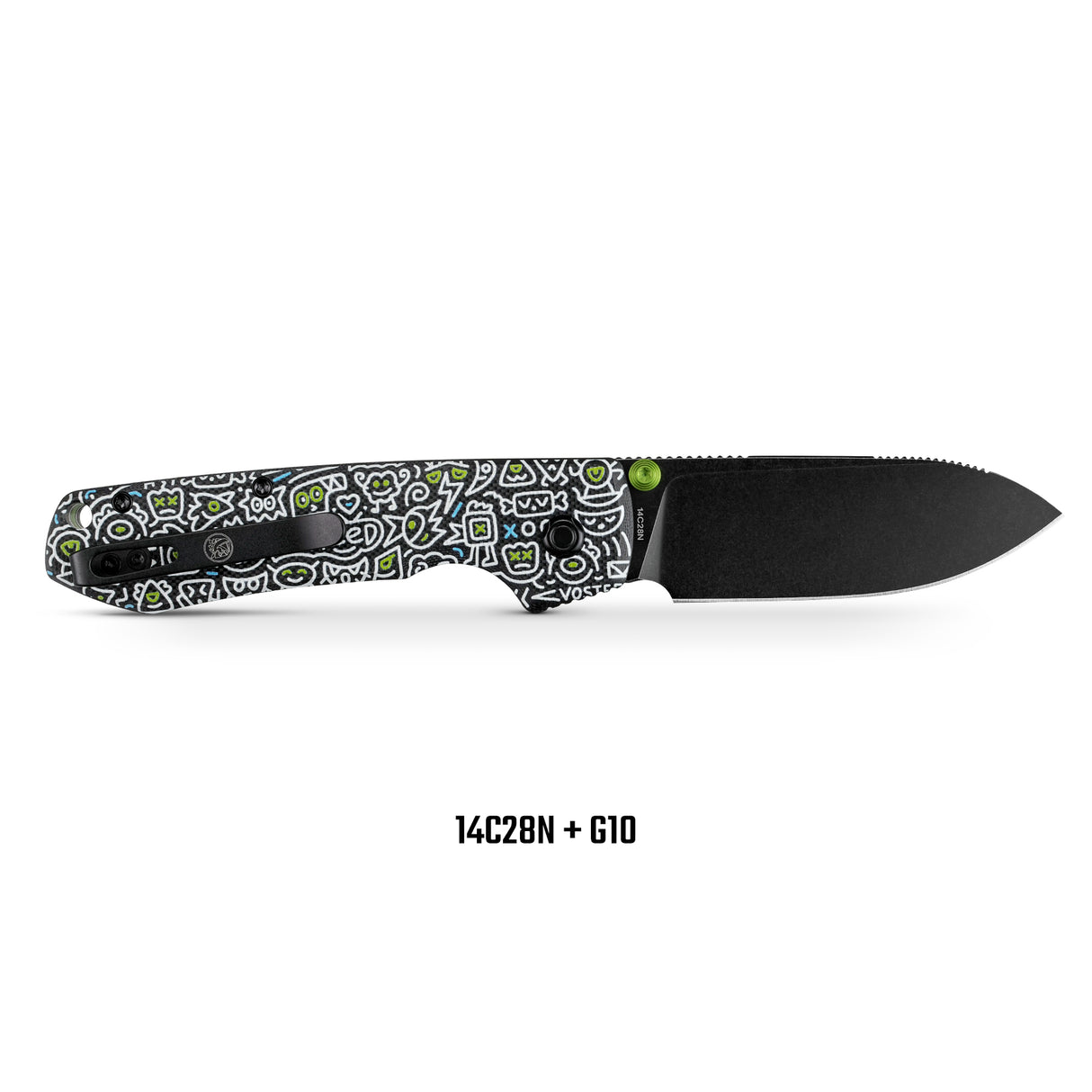 Raccoon 2.0 - Top Liner Lock | Doodle Monster™ Black G10 + Blackwash 14C28N - A2934