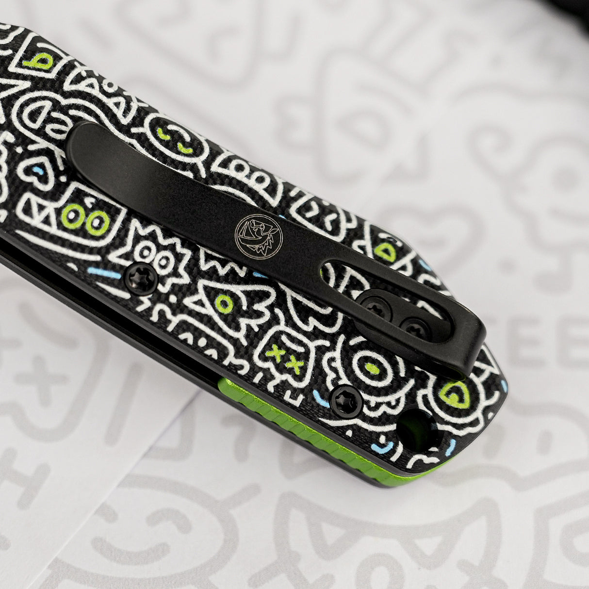 Raccoon 2.0 - Top Liner Lock | Doodle Monster™ Black G10 + Blackwash 14C28N - A2934