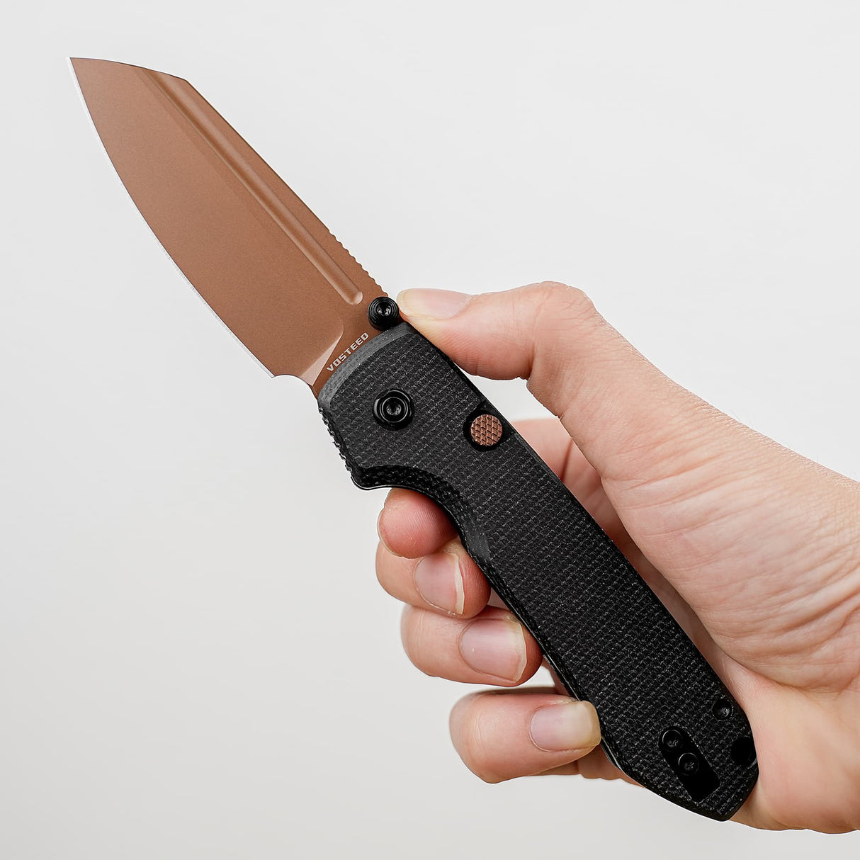 Raccoon 2.0 Top Liner Lock | Black Micarta + Copper Dune 14C28N Sheepsfoot - A2928