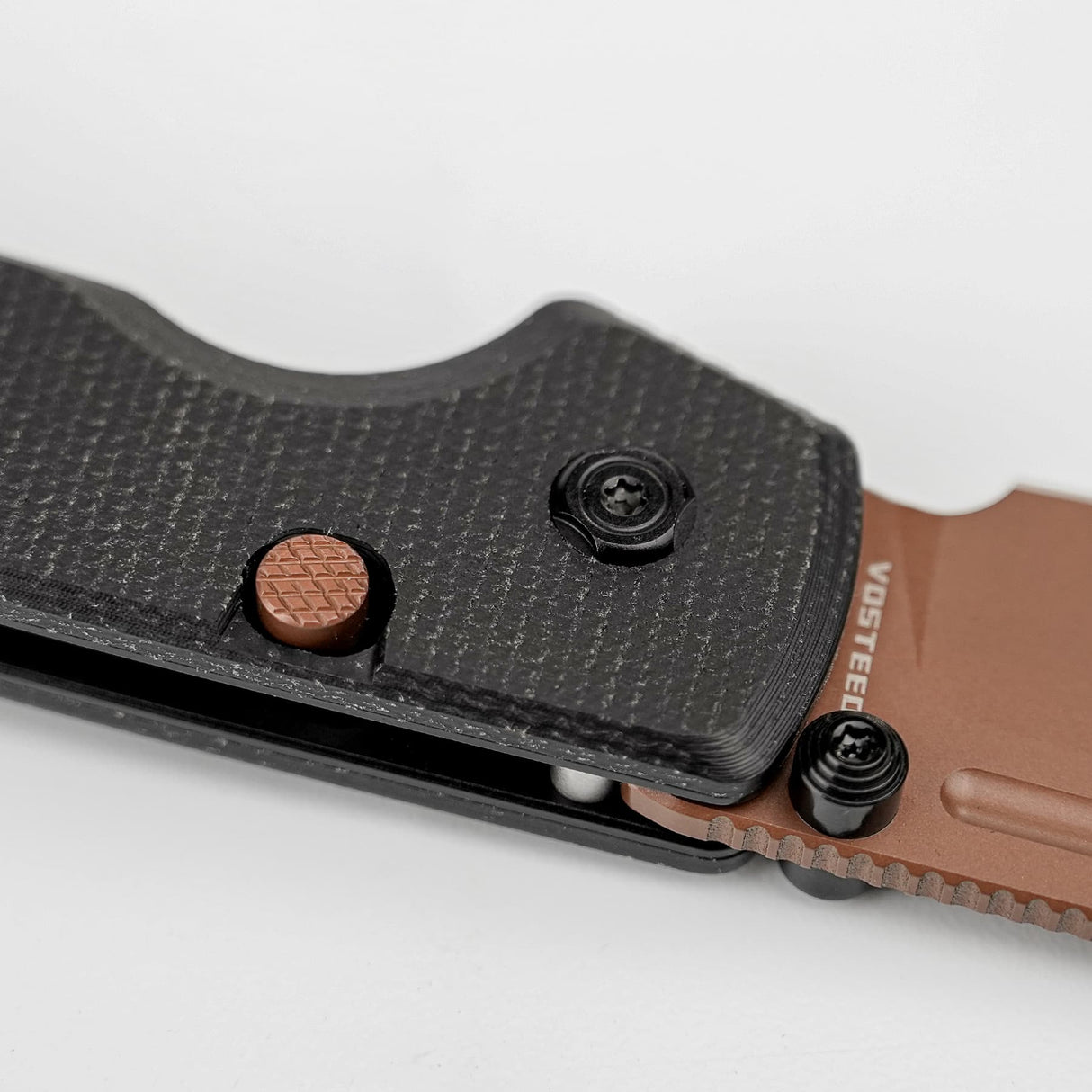 Raccoon 2.0 Top Liner Lock | Black Micarta + Copper Dune 14C28N Sheepsfoot - A2928