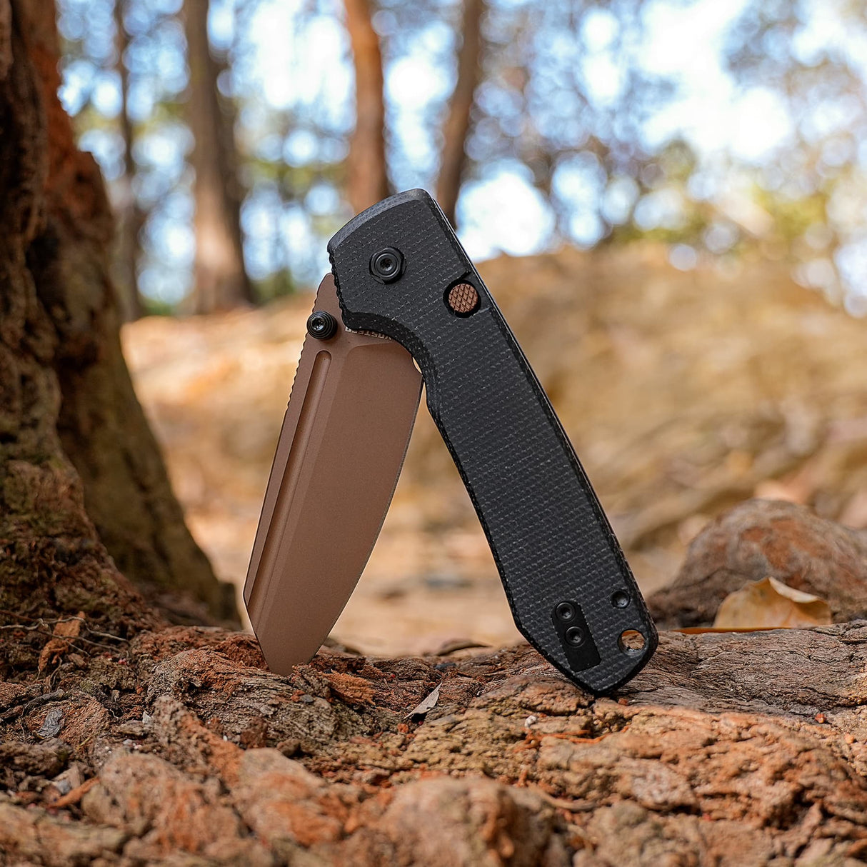 Raccoon 2.0 Top Liner Lock | Black Micarta + Copper Dune 14C28N Sheepsfoot - A2928