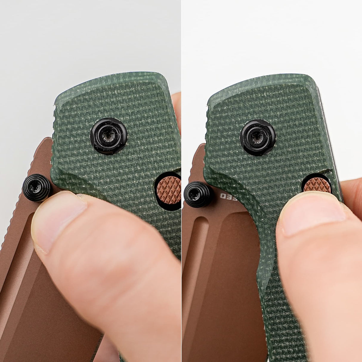 Raccoon 2.0 Top Liner Lock | Green Micarta + Copper Dune 14C28N Sheepsfoot - A2929