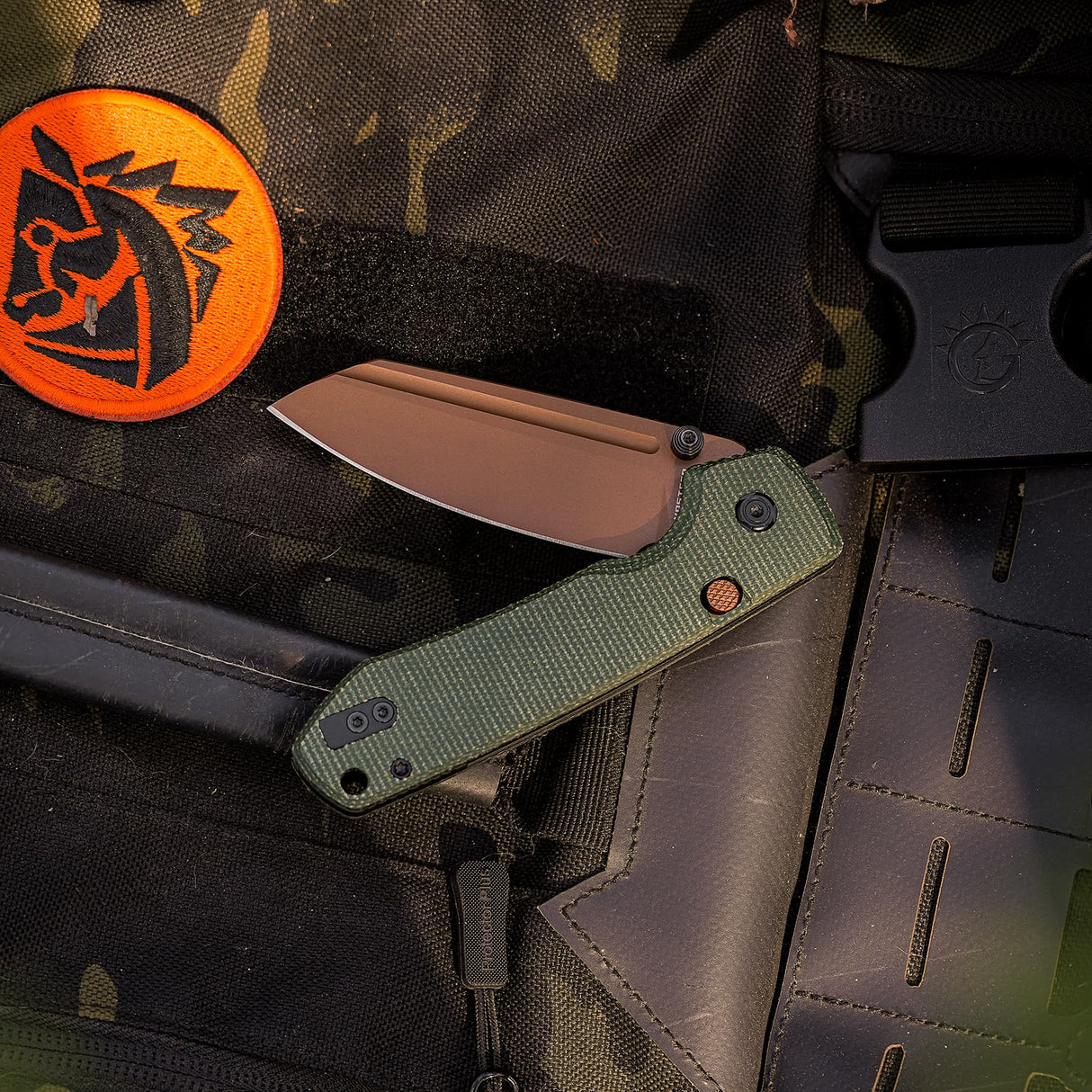 Raccoon 2.0 Top Liner Lock | Green Micarta + Copper Dune 14C28N Sheepsfoot - A2929