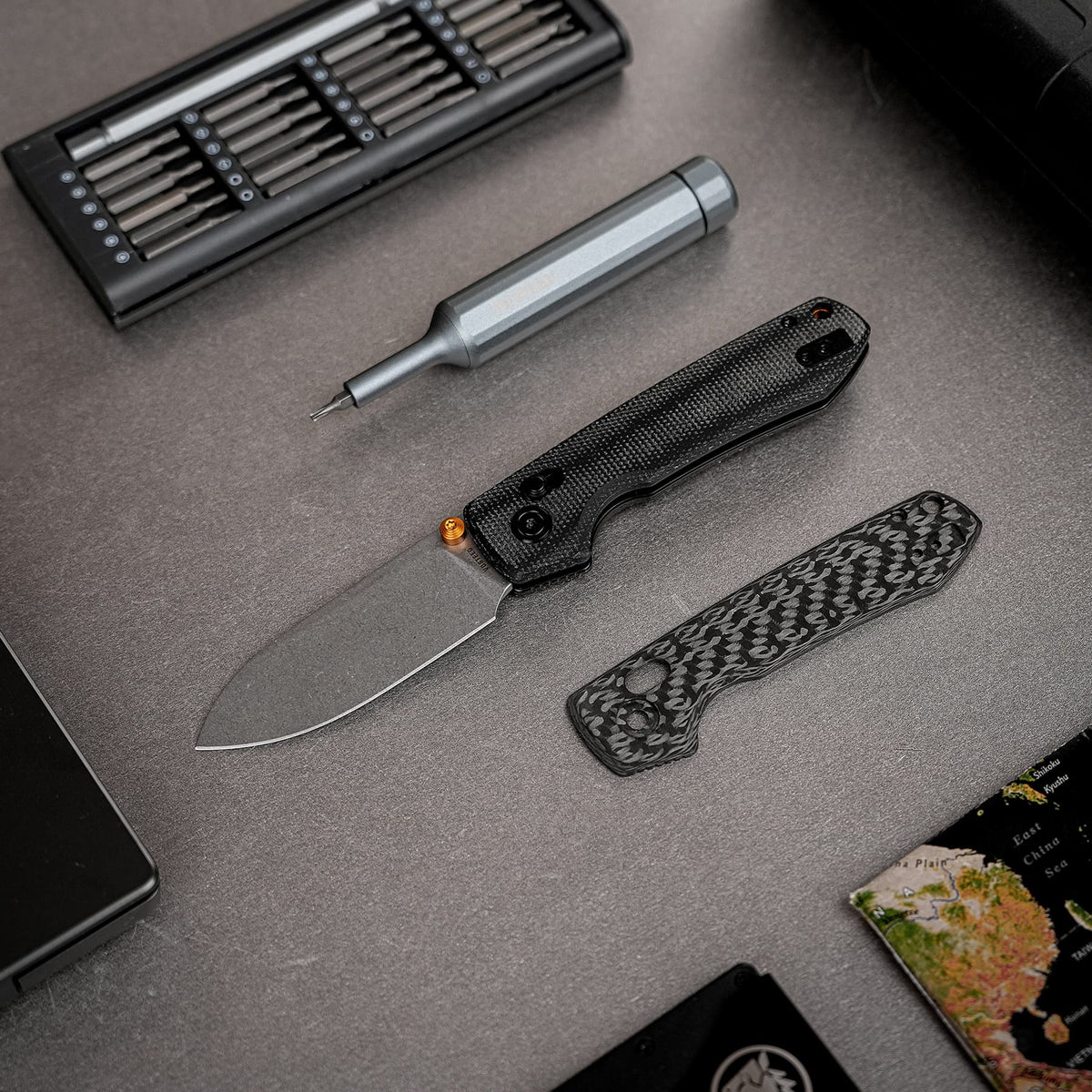 Raccoon Crossbar 2.0 ModSwap™ | Black Micarta + Stonewash Nitro-V - A4906