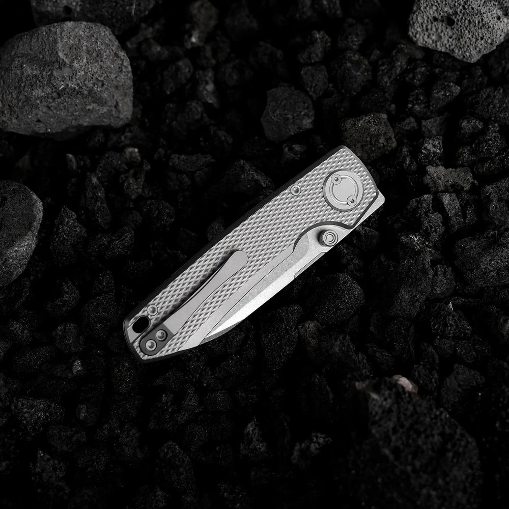 Raccoon V | Dim Grey Titanium + Stonewash Blade