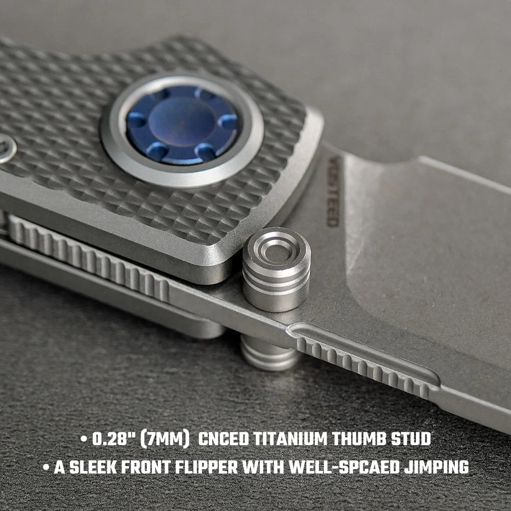 Raccoon V | Dim Grey Titanium + Stonewash Blade